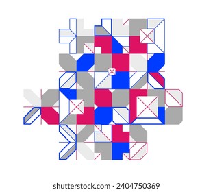 Abstract geometric artistic vector background, Bauhaus style wallpaper with circles triangles and lines, pattern artwork geometrical abstraction.