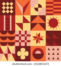 Abstract geometric artwork collage in retro colors vector