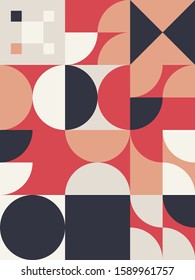 Abstract geometric artwork design with simple shapes and figures. Vertical pattern graphics with geometrical elements. Perfect for web banner, business presentation, branding package, fabric print.