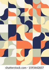 Abstract geometric artwork design with simple shapes and figures. Vertical pattern graphics with geometrical elements. Perfect for web banner, business presentation, branding package, fabric print.