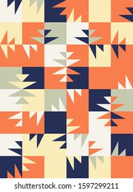 Abstract geometric artwork design with simple shapes and figures. Vertical pattern graphics with geometrical elements. Perfect for web banner, business presentation, branding package, fabric print.