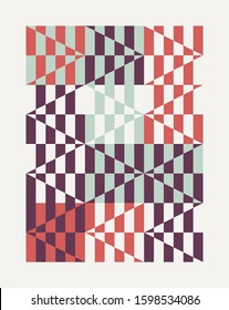 Abstract geometric artwork design with simple shapes and figures. Vertical pattern graphics with geometrical elements. Perfect for web banner, business presentation, branding package, fabric print.