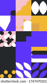 Resumen de diseño de arte geométrico con formas y figuras simples. Gráficos de patrón vertical con elementos geométricos. Perfecto para banner web, presentación de negocios, paquete de marca, impresión de tela.