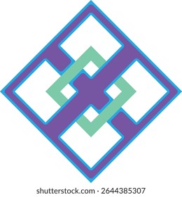 Abstract geometric artwork featuring purple and teal color scheme.