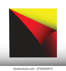 Obra de arte geométrica Abstractas con un triángulo rojo sobre un fondo amarillo y negro