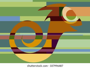 Abstract geometric artwork, happy chameleon