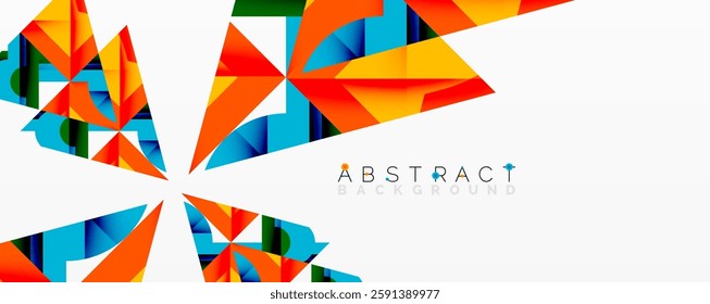 Abstract geometric artwork with interwoven angular and curved shapes, dynamic composition with smooth gradients and bold contrasts
