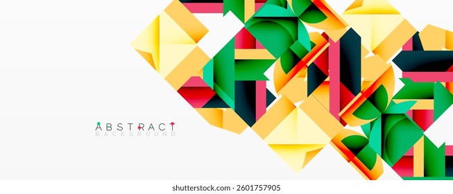 Abstract geometric artwork with interwoven angular and curved shapes, dynamic composition with smooth gradients and bold contrasts