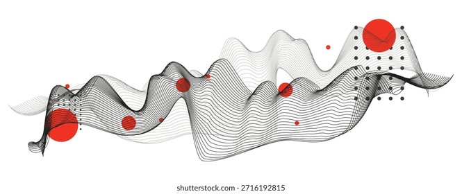 Obra de arte geométrica Abstractas en un estilo moderno, fondo de alambre abstracto de moda. Elementos de arte de ciencia o tecnología moderna. Tema Cogwheels ART. Ilustración vectorial dibujada a mano