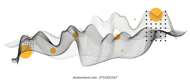 Obra de arte geométrica Abstractas en un estilo moderno, fondo de alambre abstracto de moda. Elementos de arte de ciencia o tecnología moderna. Tema Cogwheels ART. Ilustración vectorial dibujada a mano