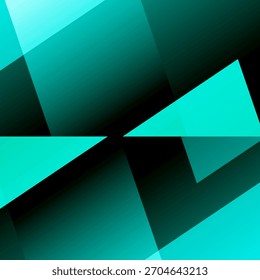 Resumo do Vetor Turquesa de Fundo. Design de gradiente geométrico com formas dinâmicas. Apresentando sobreposição de triângulos translúcidos, retângulos e paralelogramas em tons de azul-turquesa, ciano e preto
