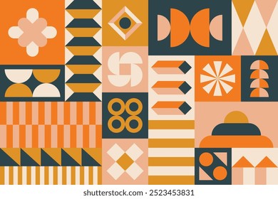 Abstract geometric artwork for wallpaper or background design - Flat shapes illustration in bright colors