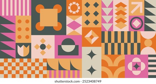 Vetor de design de papel de parede de arte geométrica abstrata - ilustração de fundo colorida brilhante