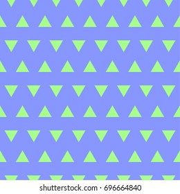Abstract geometric backdrop with green triangles on a blue background. Seamless vector pattern.For surface design, textile, social media, scrapbooking, printing.