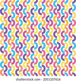 Abstract geometric backgound with colourfull half rings, forming waves. Modern creative festive pattern, texture for wallpaper, home decor, textile, furniture fabric, curtain, wrapping paper, packag