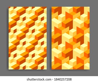Abstract geometric background with 3d block arrangement, isometric art colorful. poster and wallpaper