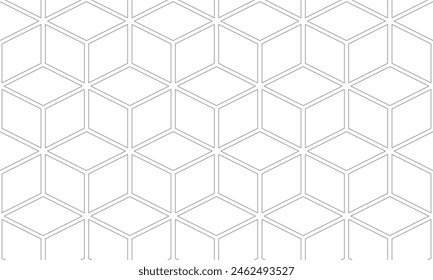 Abstract geometric background with 3D cube rhombus seamless pattern. Vector Repeating Texture.