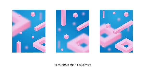 Abstract geometric background. 3d gradient forms composition. Covers design template