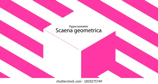 Abstract geometric background with a 3d isometric cube