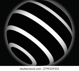 Abstract geometric background with 3d sphere tunnel structure. Minimalist black and white optical illusion lines pattern vector banner.