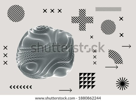 Abstract geometric background with 3d sphere and bold shapes.