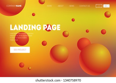 Abstract geometric background with 3d spheres. Dynamic shapes composition on liquid color backdrop for landing page, poster, cover, header