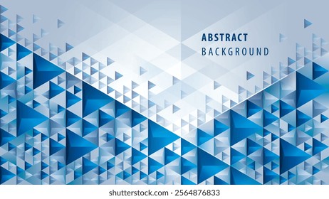 Abstract geometric background with 3d triangle shape, Blue triangle Pattern design. Modern polygon triangles background. Creative ideas for presentations, template, banner, invitation card, social