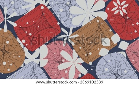 Abstract geometric background with 3d wormhole frame wireframes form graphic of geometrical shapes modern design, vector colorful Full HD composition in Y2k trendy style artwork