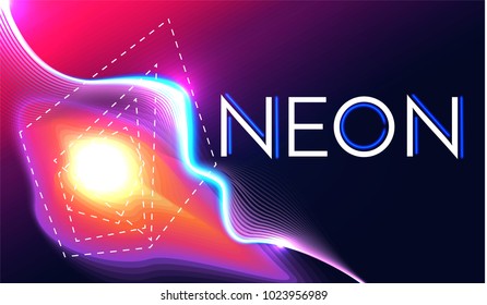 Abstract Geometric Background in 80th Style with Light, Geometric and Motion Elements. Vector illustration