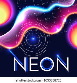 Abstract Geometric Background in 80th Style with Light, Geometric and Motion Elements.