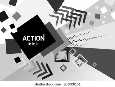 Abstract geometric background. Action monochrome.