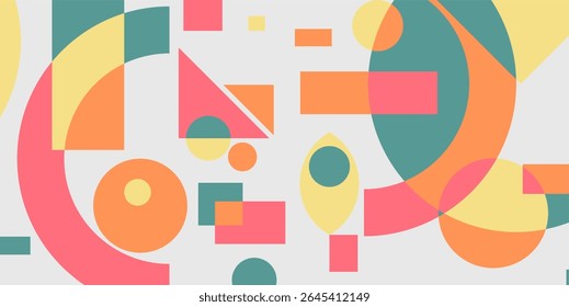 Abstract geometric background in aesthetic color. Aesthetic colored memphis geometric background. Modern geometric background