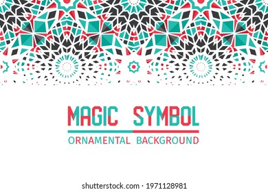 Abstract geometric background with arabic mosaic ornament. Vector asian design template