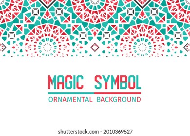 Abstract geometric background with arabic mosaic ornament. Vector asian design template