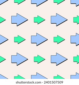 Abstract geometric background with arrows. Retro Y2K style. Vector background.
