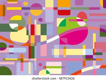 Abstract geometric background, artistic composition pattern. Colorful design for wallpaper, flyer, brochure cover. Colored geometric shapes, figures. Multicolored modern art