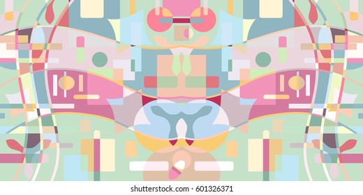 Abstract geometric background, artistic composition pattern. Colorful design for wallpaper, flyer, brochure cover. Colored geometric shapes, figures. Multicolored asymmetric modern art