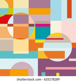 Abstract geometric background, artistic composition pattern. Colorful design for wallpaper, flyer, banner, card, brochure cover. Colored geometric shapes, figures. Multicolored asymmetric modern art
