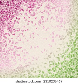 Abstract geometric background. Attractive scattered low poly triangles with colored gradient. Cool vector illustration.