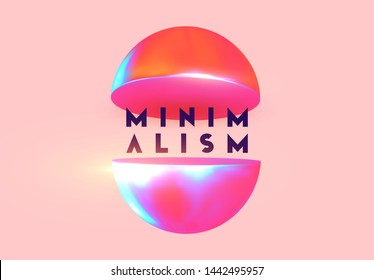 Abstract geometric background with ball and spheres. Minimal trendy poster and banner. Realistic metallic round and semicircular shapes of objects. 3d design elements. Backdrop geometry.