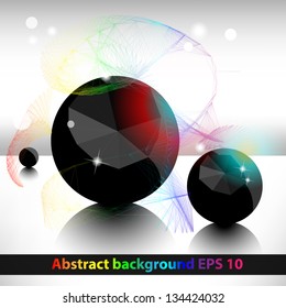 Abstract geometric background with balls. Rainbow design. Vector EPS 10.