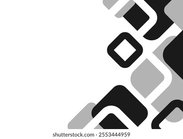 Abstract geometric background. Banner template square shape. Minimal black and white