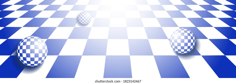 Abstract geometric background, banner. Vector design, 3d. Checkered texture, balls.