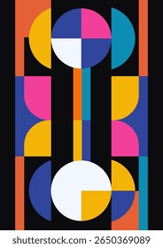 Resumo geométrico. Bauhaus, Memphis minimalista poster ilustração gráfica vetor. Vetor EPS 10