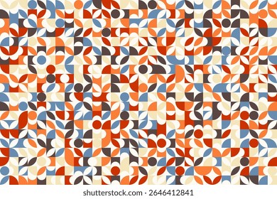 Abstract geometric background, Bauhaus style, seamless vector geo pattern, simple flat style shapes