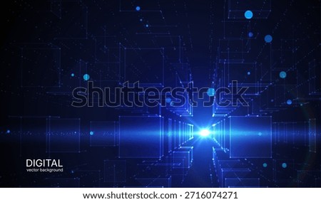 Abstract geometric background of big data space, with grid of square shapes and glowing connection dots. Network infrastructure, data centers, cloud storage mapping, digital communication frameworks
