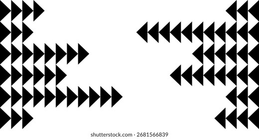 Abstract geometric background with black triangle arrow shapes forming mirrored patterns on a white background, creating a bold minimal design.