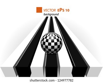 Abstract geometric background black and white with ball