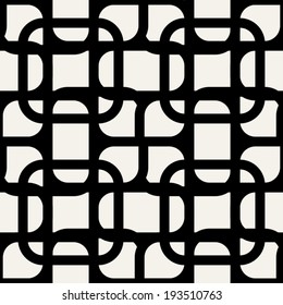 Abstract geometric background, black and white modern seamless pattern, wrapping paper, 50s, 60s, 70s fashion style, trendy fabric, simple ornament, template, layout, sketch, tissue samples for design