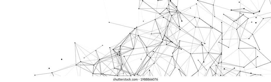 Abstract geometric background black and white. Template for presentation of science and technology. Abstract vector background. Molecular structure. Network connection structure. Vector illustration.